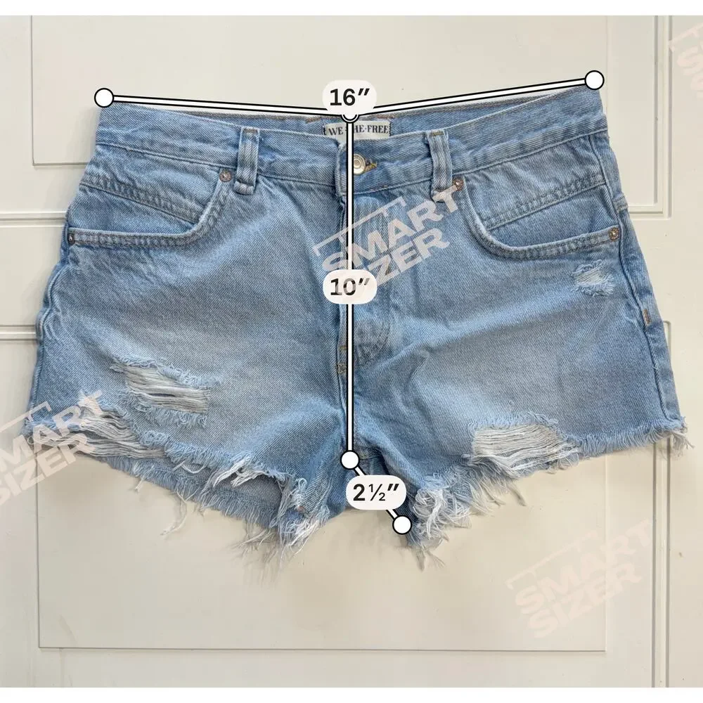 We The Free People Womens Sz 28 Light Was Distressed Denim Jean Shorts